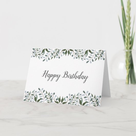 Eukalyptus Greenery Floral Happy Birthday Karte (Vorderseite)