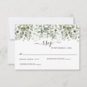 Eukalyptus Greenery Formal Elegant Wedding RSVP Karte (Vorderseite)