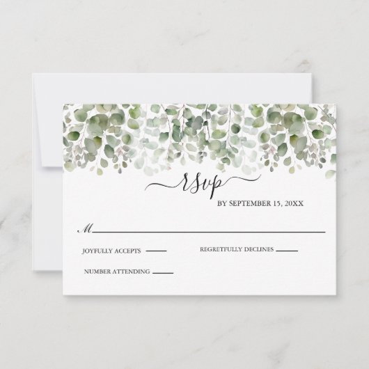 Eukalyptus Greenery Formal Elegant Wedding RSVP Karte (Vorderseite)
