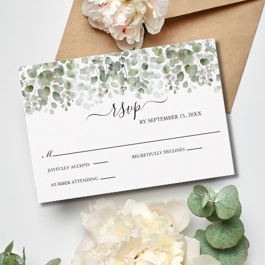 Eukalyptus Greenery Formal Elegant Wedding RSVP Karte