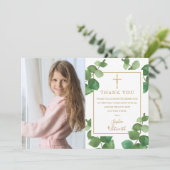 Eukalyptus Greenery Foto Dankeskarte (Stehend Vorderseite)