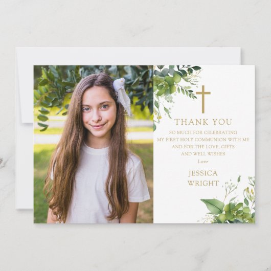 Eukalyptus Greenery Foto Erste Heilige Kommune Dankeskarte (Vorderseite)
