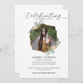 Eukalyptus Greenery Foto Feier des Lebens Einladung (Vorne/Hinten)