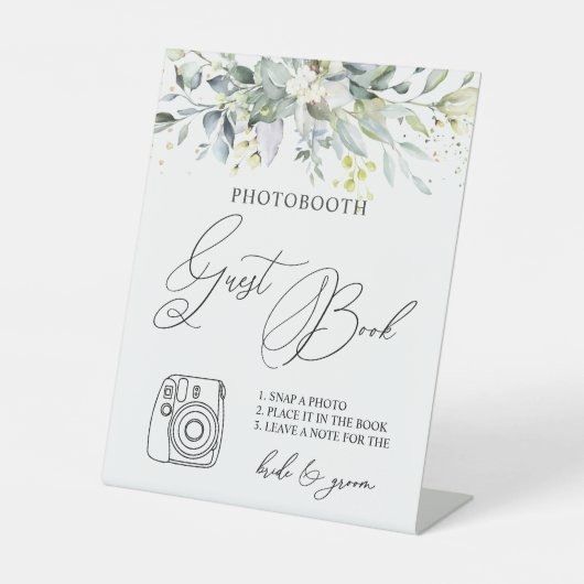 Eukalyptus Greenery Foto Guest Book Pedestal Sign Sockelschild (Vorderseite)