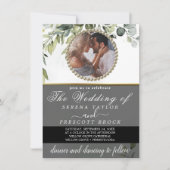 Eukalyptus Greenery Foto Hochzeit Einladung (Vorderseite)