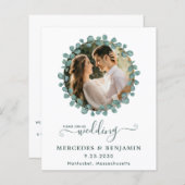 Eukalyptus Greenery Foto QR Code Wedding Einladung (Vorne/Hinten)
