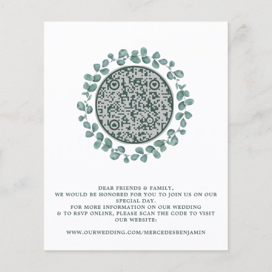Eukalyptus Greenery Foto QR Code Wedding Einladung (Rückseite)