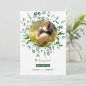 Eukalyptus Greenery Foto Schwangerschaft Ankündigu Ankündigung (Stehend Vorderseite)