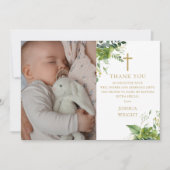 Eukalyptus Greenery Foto Taufe Christening Dankeskarte (Vorderseite)