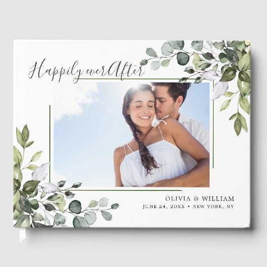 Eukalyptus Greenery FOTO Wedding Gästebuch (Vorderseite)