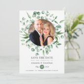 Eukalyptus Greenery Foto Wedding Save The Date (Stehend Vorderseite)