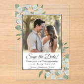 Eukalyptus & Greenery Foto Wedding Save the Date Acryleinladungen (Vorderseite)