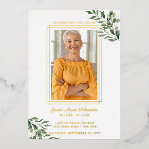 Eukalyptus Greenery   Foto zur Beerdigung Folieneinladung