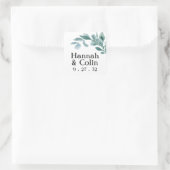 Eukalyptus Greenery Frame Green Blue Black Names Quadratischer Aufkleber (Tasche)