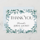 Eukalyptus Greenery Frame Green Blue Brautparty Dankeskarte (Vorne/Hinten)