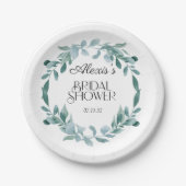 Eukalyptus Greenery Frame Green Blue Brautparty Pappteller (Vorderseite)