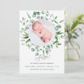 Eukalyptus Greenery Geburtstagskarte Ankündigung (Stehend Vorderseite)