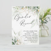 Eukalyptus Greenery Gender Reveal Party Einladung (Stehend Vorderseite)