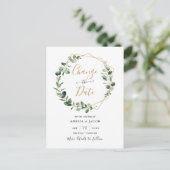 Eukalyptus Greenery Geometric Ändern Sie das Datum Postkarte (Stehend Vorderseite)