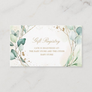 Eukalyptus Greenery Geometric Baby Shower Registry Begleitkarte