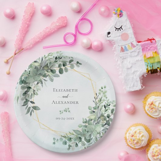 Eukalyptus Greenery Geometric Elegant Wedding Pappteller (Party)