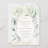 Eukalyptus Greenery Geometric Engagement Party Einladung (Vorderseite)