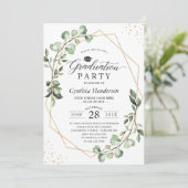 Eukalyptus Greenery Geometric Graduation Party Einladung (Stehend Vorderseite)