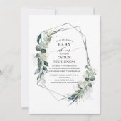 Eukalyptus Greenery Geometric Modern Baby Shower Einladung (Vorderseite)