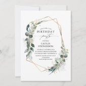 Eukalyptus Greenery Geometric Modern Birthday Einladung (Vorderseite)