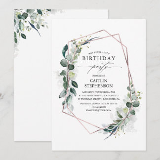 Eukalyptus Greenery Geometric Modern Birthday Einladung