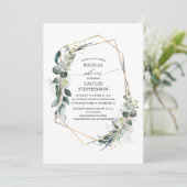 Eukalyptus Greenery Geometric Modern Brautparty Einladung (Stehend Vorderseite)
