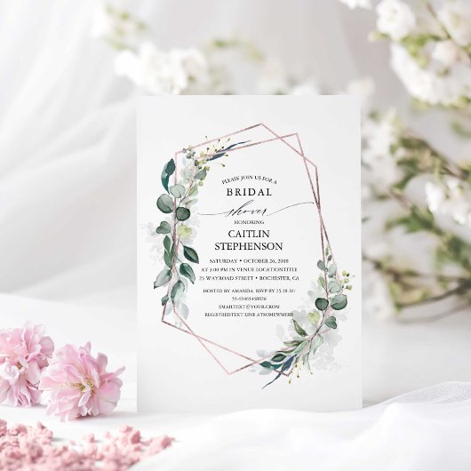 Eukalyptus Greenery Geometric Modern Brautparty Einladung