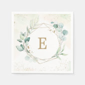 Eukalyptus Greenery Geometric Monogram Wedding Serviette (Vorderseite)