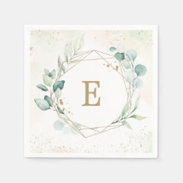 Eukalyptus Greenery Geometric Monogram Wedding Serviette