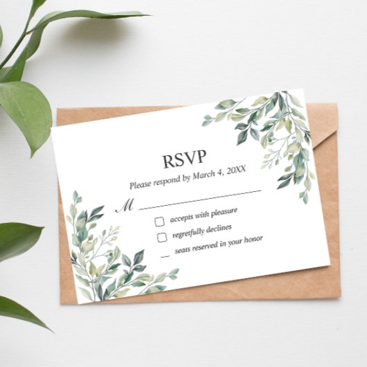 Eukalyptus Greenery Geometric RSVP Card Dankeskarte