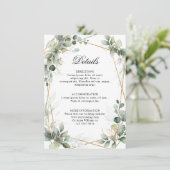 Eukalyptus Greenery Geometric Wedding Details Begleitkarte (Stehend Vorderseite)