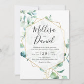 Eukalyptus Greenery Geometric Wedding Einladung (Vorderseite)