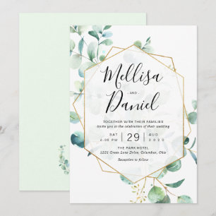 Eukalyptus Greenery Geometric Wedding Einladung