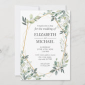 Eukalyptus Greenery Geometric Wedding Einladung (Vorderseite)
