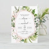 Eukalyptus Greenery Geometric Wedding Einladung (Stehend Vorderseite)
