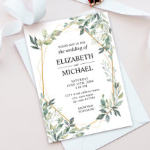 Eukalyptus Greenery Geometric Wedding Einladung