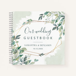 Eukalyptus Greenery Geometric Wedding Gästebuch Notizblock