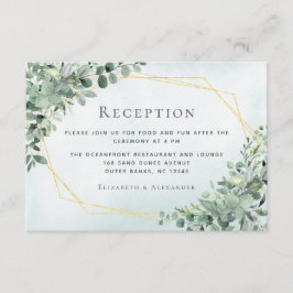 Eukalyptus Greenery Geometric Wedding Reception Begleitkarte