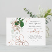 Eukalyptus Greenery Geometric Wedding Rose Gold Folieneinladung (Stehend vorne)