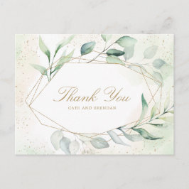 Eukalyptus Greenery Geometric Wedding Vielen Dank Postkarte