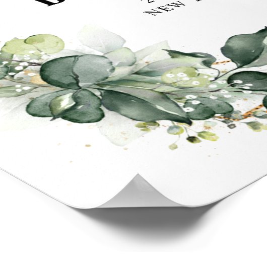Eukalyptus Greenery Geometric Wedding Willkommen Poster (Ecke)