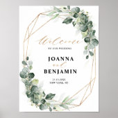 Eukalyptus Greenery Geometric Wedding Willkommen Poster (Vorne)