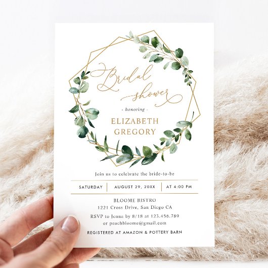 Eukalyptus Greenery Geometrisches Brautparty Einladung