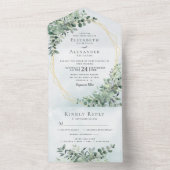 Eukalyptus Greenery Gold All in one Wedding Einlad Einladung (Innen Boden)