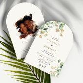 Eukalyptus Greenery & Gold Arch Wedding Einladung